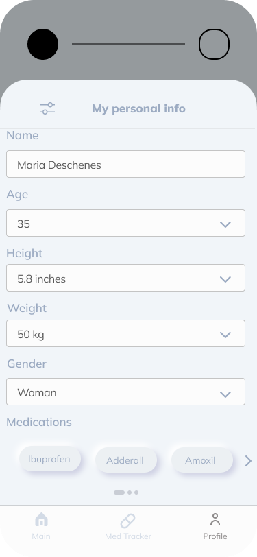 Settings - Personal info